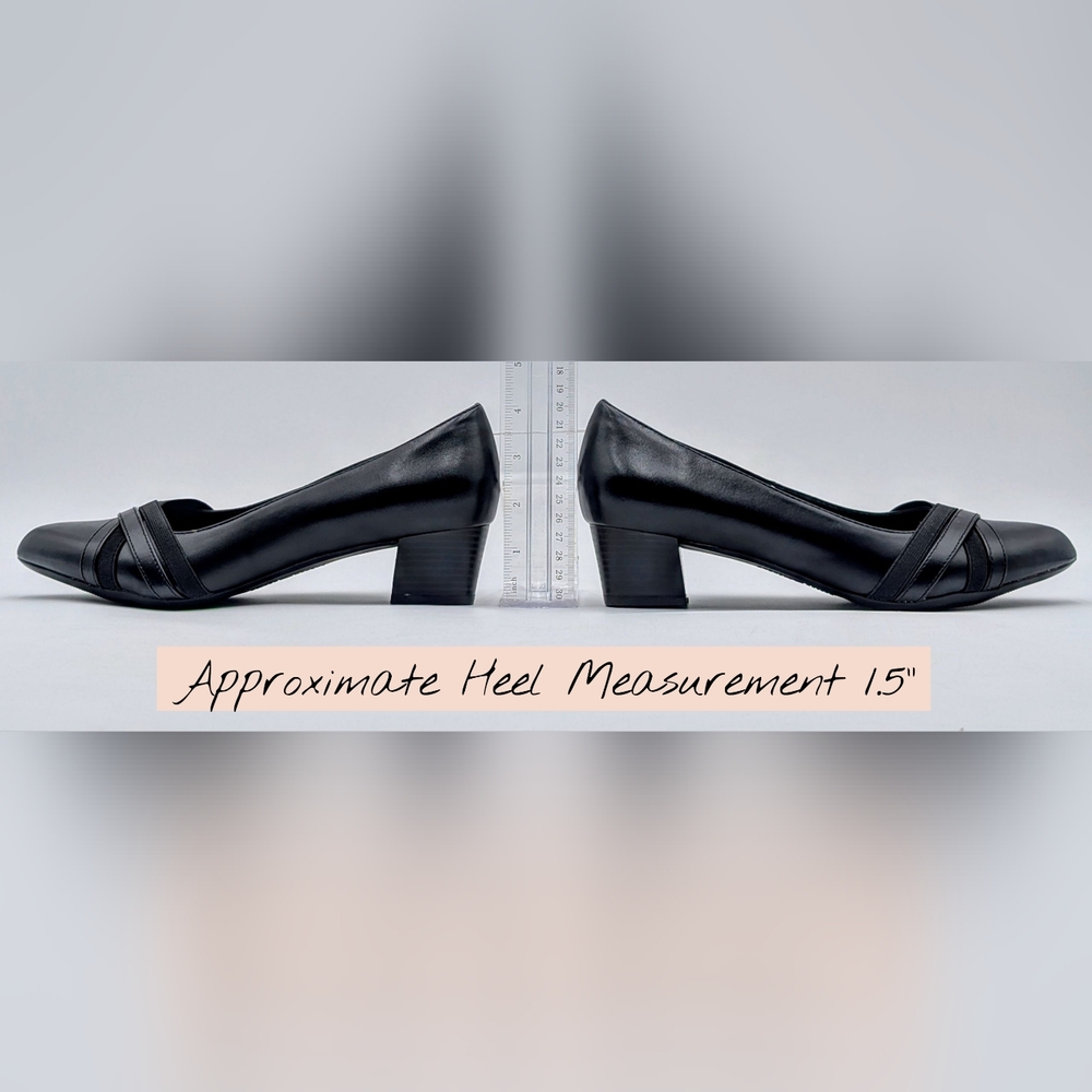 NWT Andrew Geller Olena 8.5W Block Heel Black Criss-Cross Vamp Cushioned Sole - Picture 15 of 17